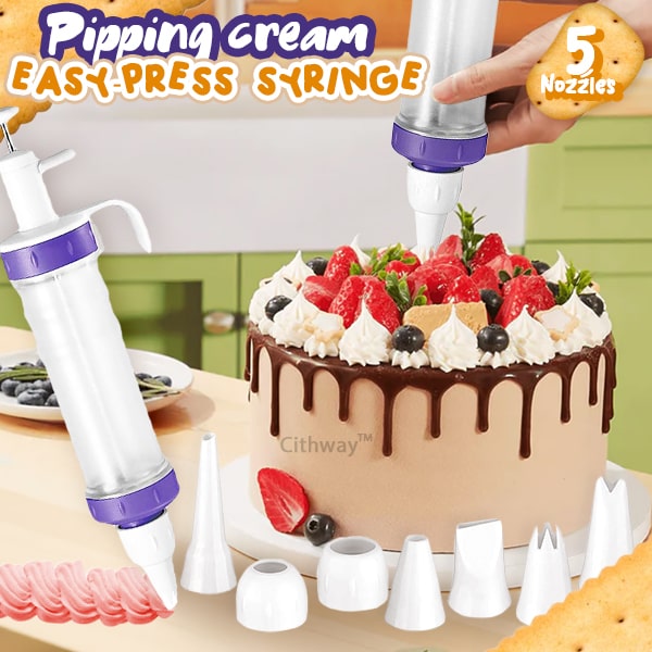 Cithway™ Easy-Pressing Icing Syringe 5-Nozzle Set